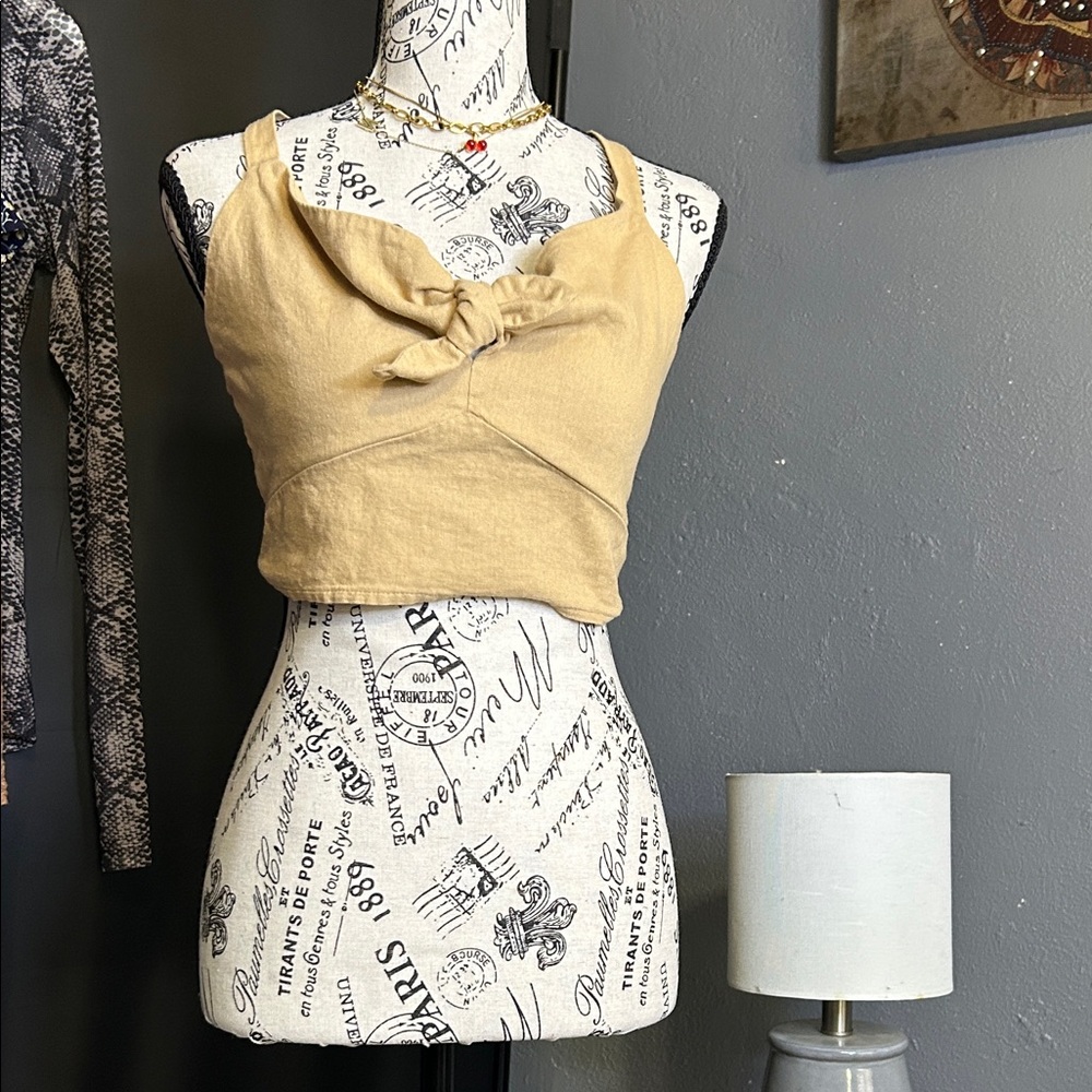 Women’s Tie-Front Crop Tank Top in Mustard